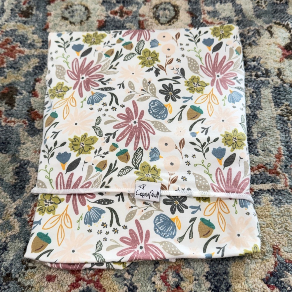 Copper Pearl Swaddle Blanket Baby White Floral Woodland Autumn EUC
